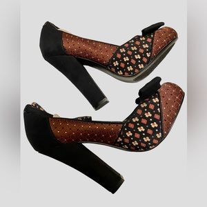 Sole Obsession High Heeled Shoes Women’s Size 6M Patchwork Comfort Bow